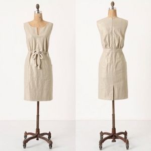 Maeve flaxen metallic linen dress anthro